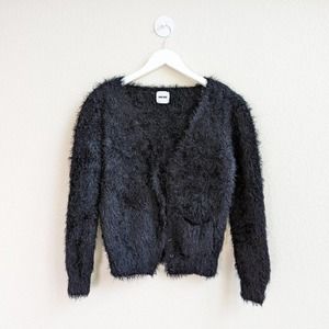 Anine Bing Fuzzy Black Cardigan Sz XS